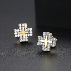 LUOTEEMI Beaded CZ Cross Jewelry For Girls Women Fahion Trendy Stud orecchini Cubic Zirconia Cross Studs - Product Image 6