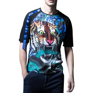 Los hombres <span class=keywords><strong>manga</strong></span> raglán negro con cinta impreso Tigre moda <span class=keywords><strong>rock</strong></span> t camisa - Product Image 4