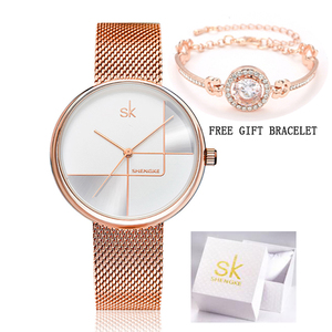 Shengke 0105 Signore di Modo di Marca Orologi In Acciaio Inox Minimalista Quarzo Orologi Da <span class=keywords><strong>Donna</strong></span> Con Il Cristallo Braccialetti montre femme SK - Product Image 2