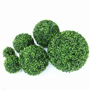 V-3043 ขายร้อนสีเขียว Boxwood Buxus Grass Topiary แขวนประดิษฐ์ Grass Ball