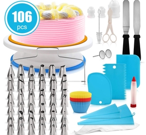 Kit de Décoration de Gâteaux Multifonctionnel Économique, Ensemble Plateau Tournant à Gâteaux, Douilles de Pâtisserie, Outil à Fondant, Fournitures de Pâtisserie et Dessert pour Cuisine - Product Image 1