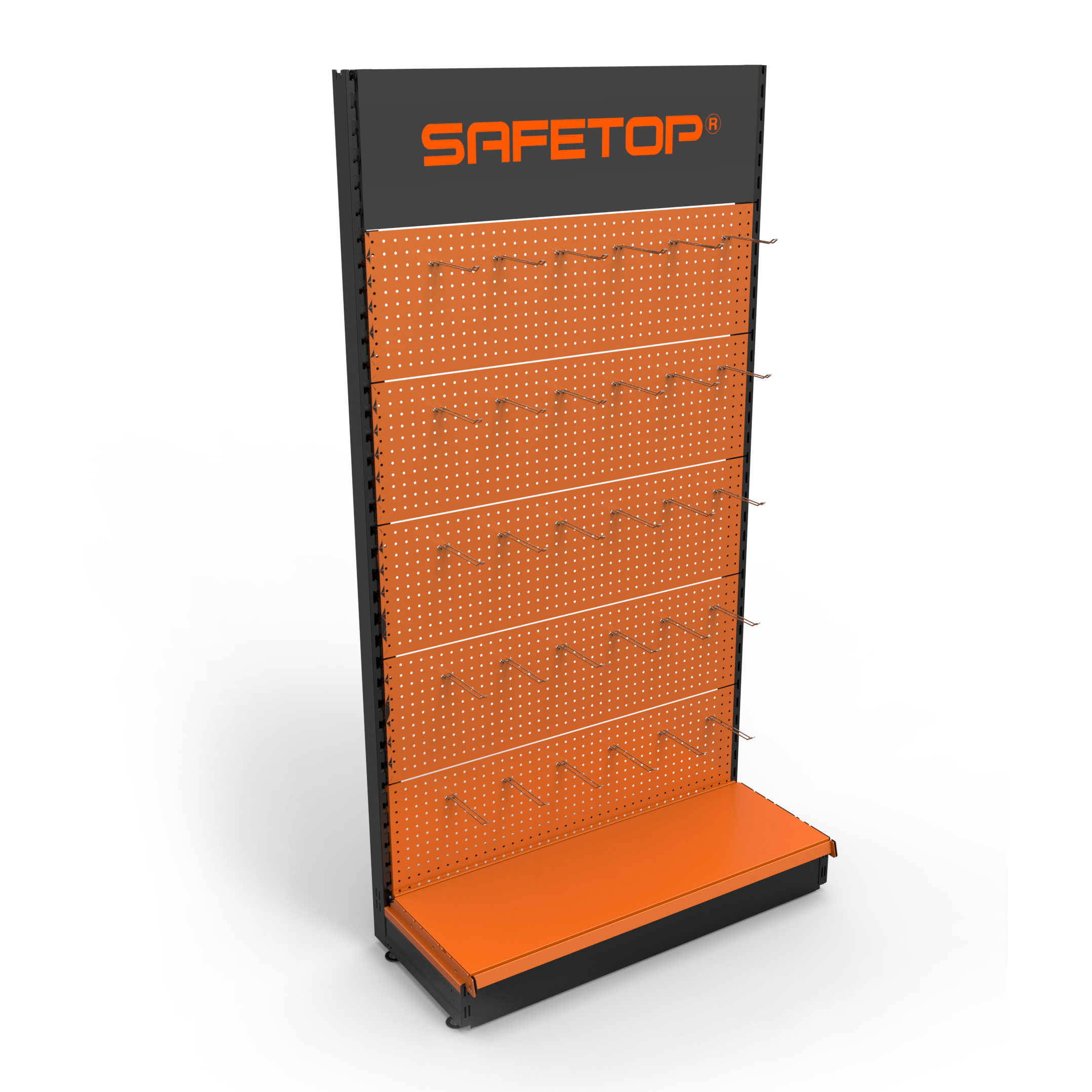 Hot Selling Supermarket Gondolas Tool Display Rack Single-Sided Metal Stands with Powder Coated Finish and Customized Logo