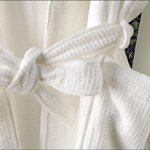 De Lujo 100% algodón cuello <span class=keywords><strong>Kimono</strong></span> blanco Waffle Hotel SPA <span class=keywords><strong>bata</strong></span> de baño para las mujeres - Product Image 5