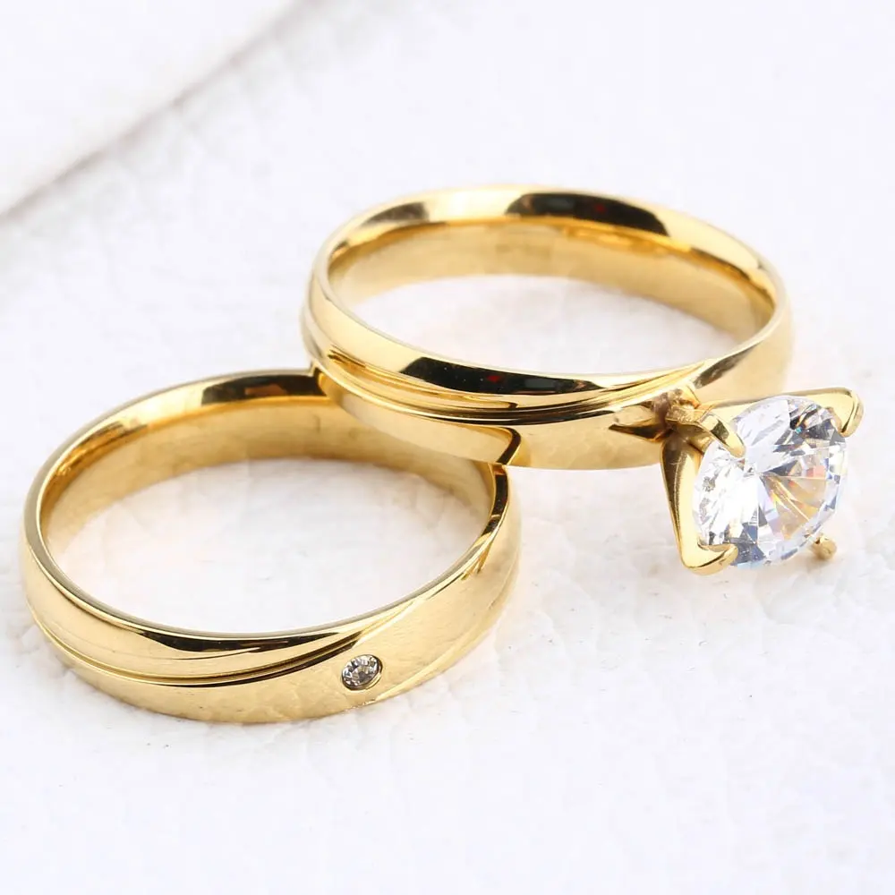 Manufacturer Custom Jewelry non fading Diamond Engagement Rings Jewelri Couple rings for Wedding 14k Gold Wedding Ring Set