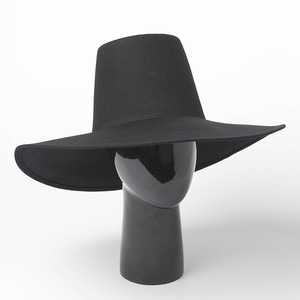 Nuova Moda Vintage Chic Grande Bordo Piatto di Alta Top Hat Fedora Con Feltro di Lana - Product Image 3