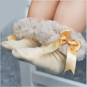 Maglia del merletto dei calzini corti Calzini Del Bambino Delle Ragazze <span class=keywords><strong>Con</strong></span> Legame di Arco Del Merletto Dell'increspatura Della Principessa Del Cotone Calzino - Product Image 2