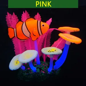 Aquariumplastic artificial simulación del tanque de agua del tanque de peces de acuario decoración pez payaso adornos coral fluorescente