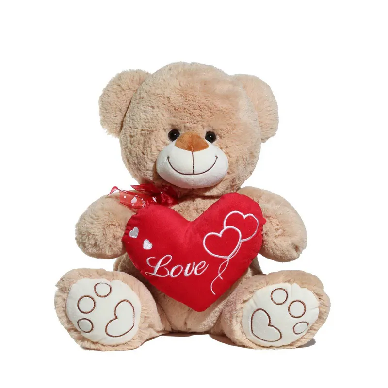 Hadiah Valentine Multi Ukuran Boneka Beruang Teddy dengan Hati Merah