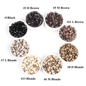 Mini anneaux en cuivre pour Extension de cheveux, pièces, perles tubulaires lisses, Micro anneaux - Product Image 2