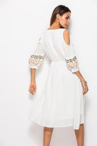 Fábrica de Guangzhou personalizado bordado vestido blanco y azul de las mujeres vestido casual de manga <span class=keywords><strong>2018</strong></span> - Product Image 5