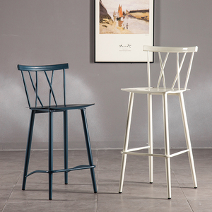 Vintage Café Boutique Grand Ou Petit Chaise Bleu Barre De Fer En Métal Charis Look Industriel Salle À Manger Chaises - Product Image 6