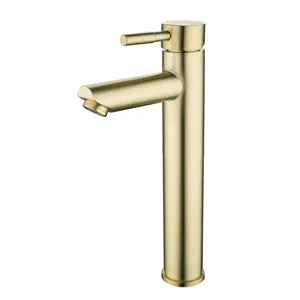 Rubinetto per lavabo alto in acciaio inossidabile con rubinetto per bagno in oro spazzolato