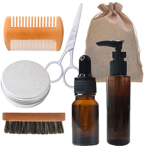 Man wooden boar bristle and Beech beard beard comb brush set kit beard - Product Image 1
