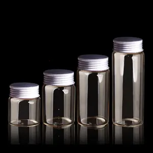 50ml 80ml 100ml 150ml Large Glass Bottles Empty Spice Candy Bottles Jars Gift Crafts Vials with Silver/Gold Screw cover