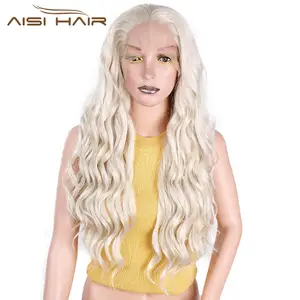Волосы Aisi фронтальные кружевные светлые волнистые длинные парики для чернокожих женщин оптовая продажа высокое качество кружевные Передние синтетические парики