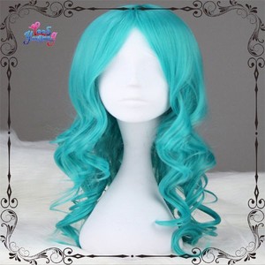 Lungo <span class=keywords><strong>Turchese</strong></span> Sailor Neptune Cosplay Riccia <span class=keywords><strong>Parrucca</strong></span> con la Frangetta - Product Image 1
