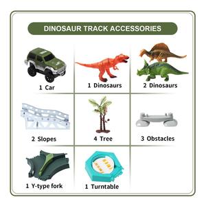 <span class=keywords><strong>Dinosauro</strong></span> giocattoli 192 pezzi auto da corsa Set pista flessibile-mondo giurassico con dinosauri, veicolo militare, alberi, giradischi, piste - Product Image 6