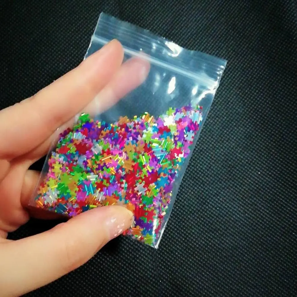 Rápido envio holográfico colorido quebra-cabeça forma glitter para copos