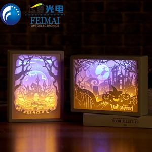 Festival 3D Lumière Ombre Papier Sculpture <span class=keywords><strong>Lampe</strong></span> <span class=keywords><strong>De</strong></span> <span class=keywords><strong>Chevet</strong></span> Cadre <span class=keywords><strong>Photo</strong></span> Veilleuse - Product Image 4