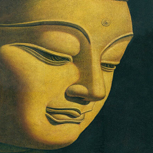 Tableau sur toile haute résolution, peinture à l'huile 3D grand visage de Bouddha avec cadre - Product Image 2