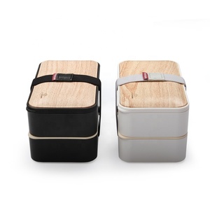 Eco-Friendly Bento Lunch Box For Kids and Adults Bamboo Fiber Lid High Quality Wooden Bento Box