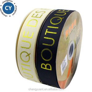 Venta al por mayor logotipo personalizado 1 1/2 pulgadas 38mm crema color de hoja de oro tejer grogrén (ligamento tafetán cinta - Product Image 1