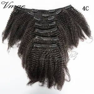 VMAE Good Quality Factory Directly Virgin Cuticle Aligned Hair Clips Human Extensions Clip In Kinky Clip Ins 4a 4b 4c Hair