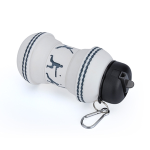 Custom Logo Collapsible Cricket Ball Silicone Squeeze Water Bottle Leak-Proof Drinkware With <strong>Lid</strong> New <strong>Design</strong> <strong>by</strong> Manufacturer - Product Image 5