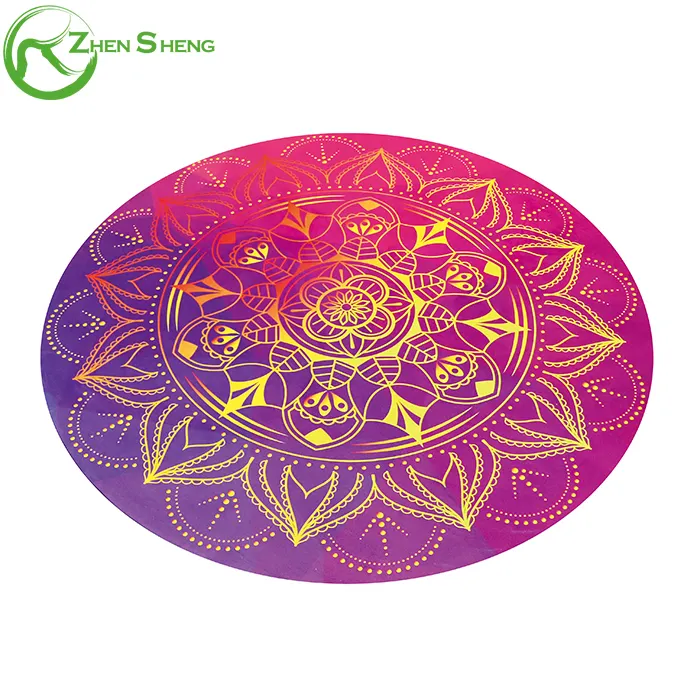 Zhensheng Custom Colorful Printed Suede Natural Rubber Round Yoga Mat