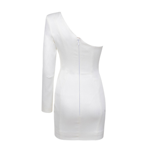 Alla moda Sexy con scollo a V manica lunga monospalla Mini <span class=keywords><strong>abiti</strong></span> <span class=keywords><strong>da</strong></span> donna <span class=keywords><strong>eleganti</strong></span> fascianti per festa abito <span class=keywords><strong>da</strong></span> <span class=keywords><strong>Cocktail</strong></span> - Product Image 6