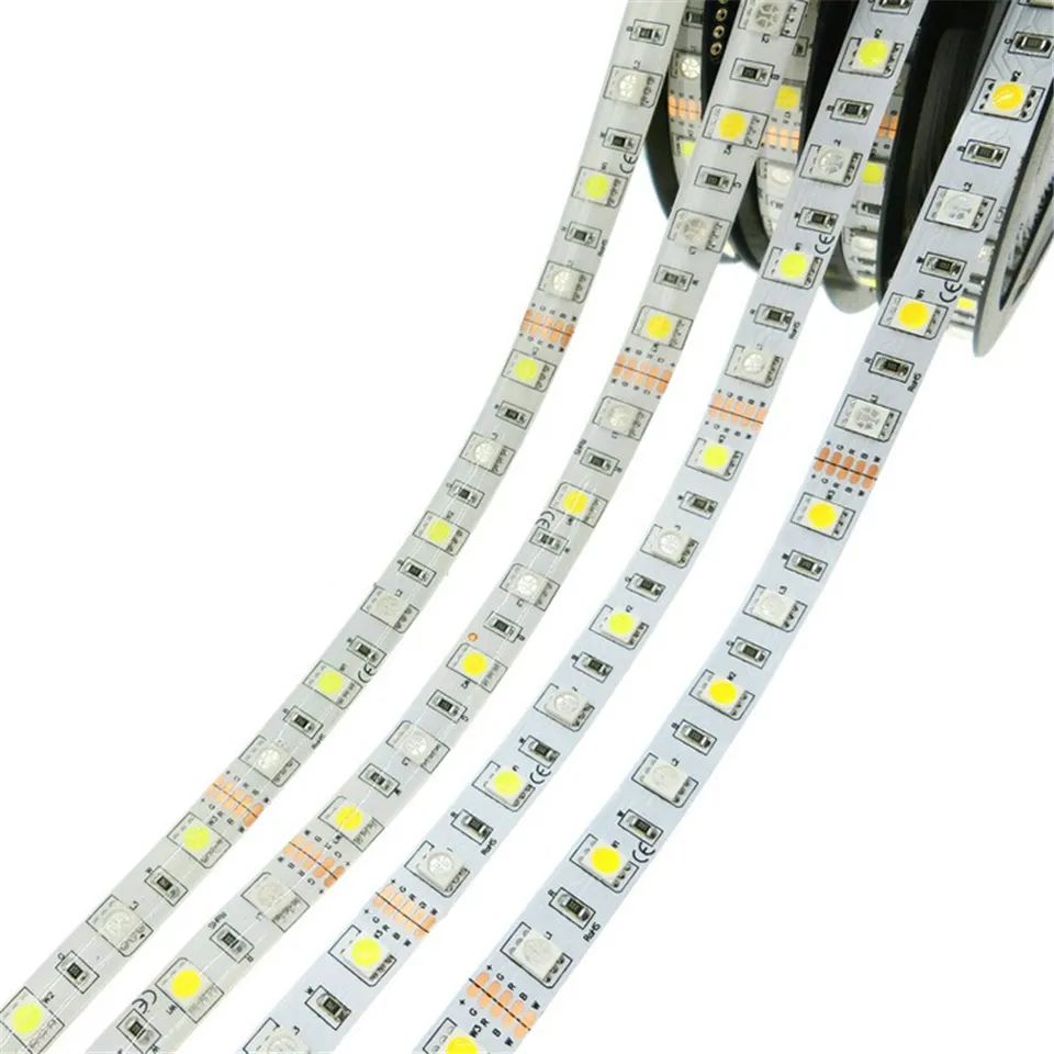 DC 12V / 24V 5050 RGBW 유연한 LED 빛 RGB + 화이트/RGB + 따뜻한 화이트 60 LED/m 5m 300leds/lot ip20/ip65 방수 LED 스트립