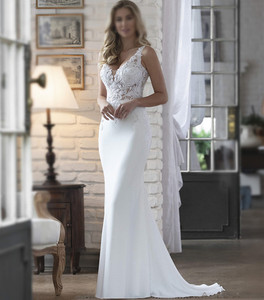 Abito da Sposa Bianco Stile Africano Due Pezzi Staccabile a Sirena con Decorazioni in Pizzo Abito da Sposa e Damigella - Product Image 1