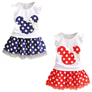 Minnie Mouse Cartoon Kids Girls Clothing Girl Set Children Baby Girl Summer Clothes 2pcs Vest Tops+Lace Tutu Skirt