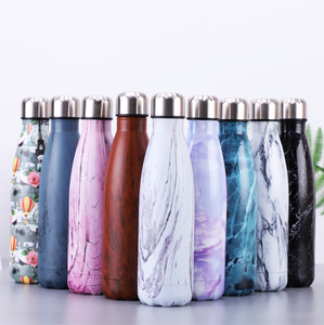 Bouteille d'eau thermique de Cola de voyage en acier inoxydable à Double paroi de série en bois de 500ml avec logo personnalisé - Product Image 2