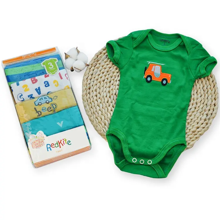 Redkite สุ่มคุณภาพสูงนำเข้า 100% Cotton Baby Boutique Romper