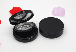 Boîte à poudre cosmétique <span class=keywords><strong>vide</strong></span> compacte noire et blanche à double couche, diamètre intérieur 55 mm, pour blush, bronzer, avec miroir - Product Image 3