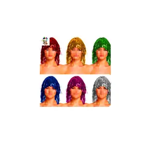 Cheap Colorful Carnival Party Fancy Dress Unisex Short Tinsel Wigs HPC-0024