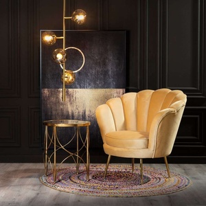 Poltrona Moderna Decorativa in Tessuto <span class=keywords><strong>Giallo</strong></span> per Soggiorno, <span class=keywords><strong>Divano</strong></span> Singolo Sagomato in Velluto - Product Image 3