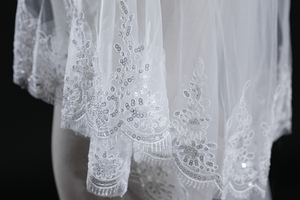 Due Strati D'avorio In Rilievo Breve Veli <span class=keywords><strong>Da</strong></span> <span class=keywords><strong>Sposa</strong></span> - Product Image 3