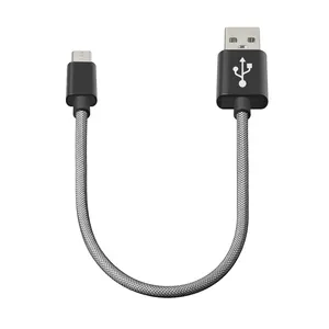 Cabo de dados de carregamento usb trançado durável de 20cm, rede em estoque, suporte a quantidade pequena oem