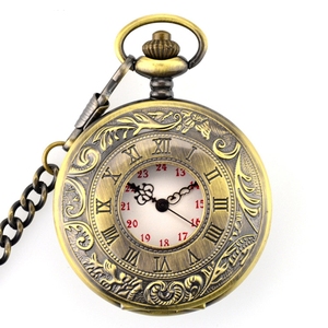 Homme montre de poche Vintage chiffres romains montre à Quartz <span class=keywords><strong>horloge</strong></span> avec chaîne Antique bijoux pendentif collier cadeaux pour le père 1896 - Product Image 5