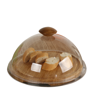 Vassoio per <span class=keywords><strong>biscotti</strong></span> di natale eco-friendly per torta di legno con coperchio a cupola trasparente creativo a prova di polvere per matrimonio e compleanno - Product Image 1