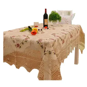 Free Sample Hand crochet embroidered silk ribbon embroidery Cutwork Tablecloth On The Table