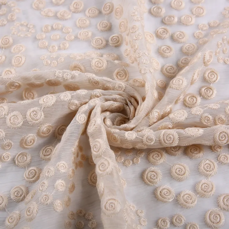 HA-15085B Thiết kế thời trang thêu Polyester ý các loại khác nhau số lượng lớn voan vải