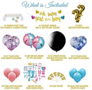 Ensemble de 94 pièces de fournitures pour fête de révélation du sexe | Ensemble de décorations mignonnes révélant le sexe pour Baby Shower | Excitant B - Product Image 3