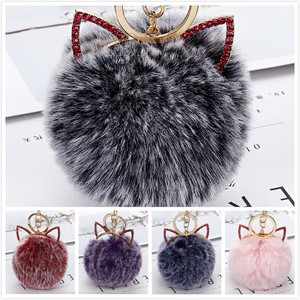 Portachiavi all'ingrosso della fabbrica della palla di pelliccia sintetica del coniglio Pom Pom portachiavi del gatto pompon portachiavi per accessori del telefono <span class=keywords><strong>cellulare</strong></span> - Product Image 4