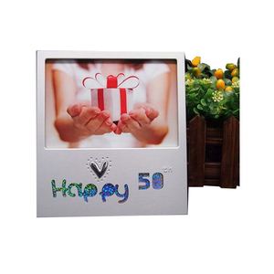 Qmemo al por mayor a granel 4R de plata <span class=keywords><strong>Feliz</strong></span> <span class=keywords><strong>cumpleaños</strong></span> del tema de marco de la foto - Product Image 1