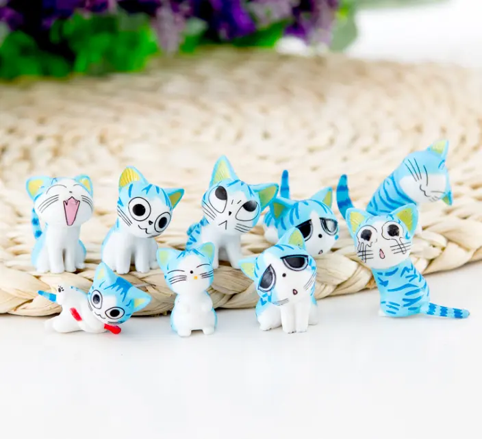 9個かわいいChi Sweet Home Cats人形動物フィギュアコレクションおもちゃセットミニチュアガーデンデコレーション用