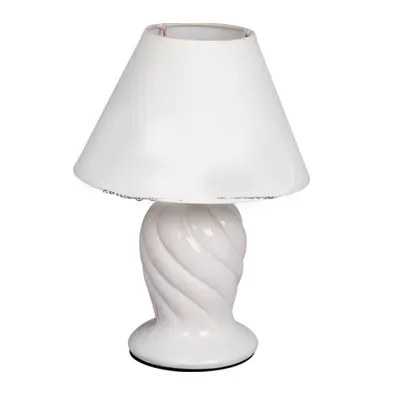 Candeeiro de mesa branco elegante com tampa de tecido não inclui lâmpada