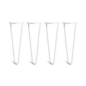 White Replacement Metal Bar Hairpin Stool Parts Legs